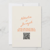 Blue Orange Hand Drawn Whimsical QR Code Wedding Kaart (Achterkant)