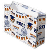 Blue Orange Klas van 2026 Afstuderen Groot Cadeauzakje (Voorkant Gekanteld)
