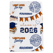 Blue Orange Klas van 2026 Afstuderen Medium Cadeauzakje (Voorkant)