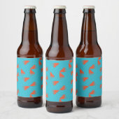 Blue, orange, vibrant, trendy geometric pattern bier etiket (Flessen)