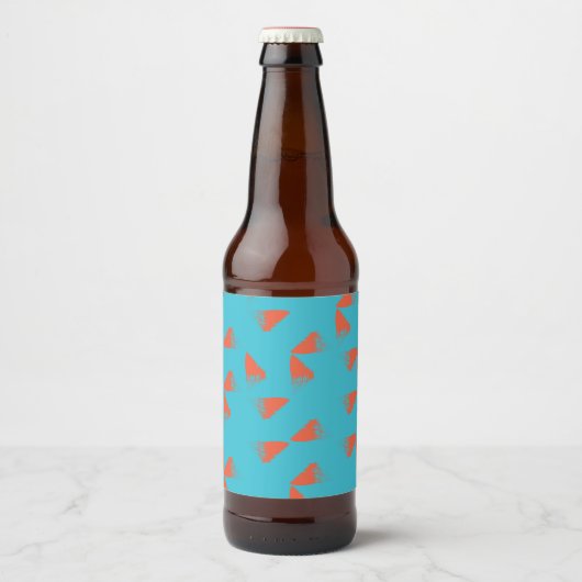 Blue, orange, vibrant, trendy geometric pattern bier etiket (Voorkant)