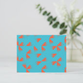 Blue, orange, vibrant, trendy geometric pattern briefkaart (Staand voorkant)