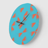 Blue, orange, vibrant, trendy geometric pattern grote klok (Hoek)
