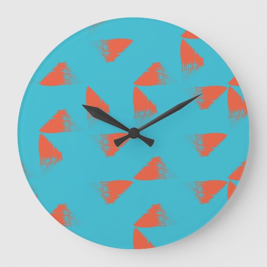 Blue, orange, vibrant, trendy geometric pattern grote klok (Voorkant)