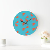 Blue, orange, vibrant, trendy geometric pattern grote klok (Huis)