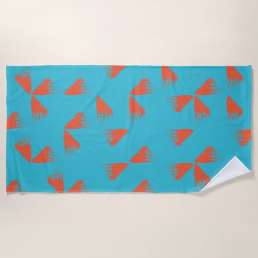 Blue, orange, vibrant, trendy geometric pattern strandlaken (Voorkant)