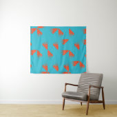 Blue, orange, vibrant, trendy geometric pattern wandkleed (In Situ (horizontaal))