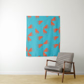 Blue, orange, vibrant, trendy geometric pattern wandkleed (In situ)