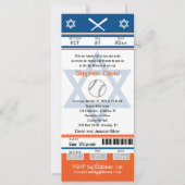 Blue Oranje Bar Mitswa Baseball Ticket Invitation Kaart (Voorkant)