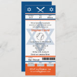 Blue Oranje Bar Mitzvah Baseball Ticket Invitation Kaart<br><div class="desc">Navy Blue,  Oranje en White Baseball Ticket met de ster van David voor je Bar Mitzvah uitnodiging. Baseball Bats en Baseball artwork over het ontwerp. Voor vragen over de veranderingen van het douaneontwerp door de onafhankelijke ontwerper gelieve te emailen paula@labellarue.com VOORDAT u aanpast of een orde plaatst.</div>