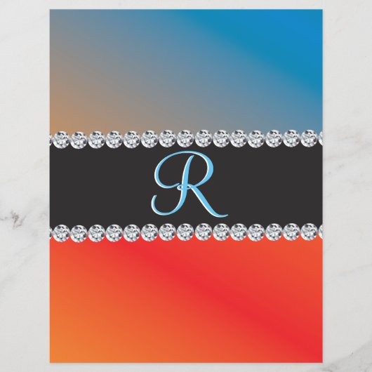 Blue Oranje Black Diamond 3d Monogram Initiaal Flyer (Voorkant)