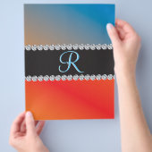 Blue Oranje Black Diamond 3d Monogram Initiaal Flyer (Hand)