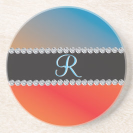 Blue Oranje Black Diamond 3d Monogram Initiaal Zandsteen Onderzetter