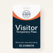 Blue Oranje Corporate Visitor Pass ID Barcode Badge (Voorkant)
