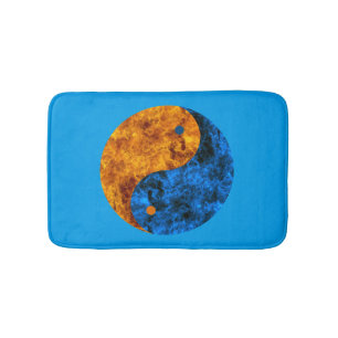 Blue Oranje Fire Yin Yang Bath Mat