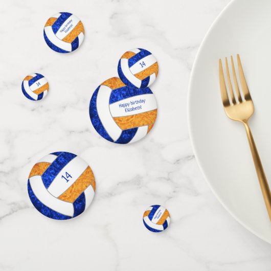 blue oranje girly volleyball - verjaardag confetti (Groep)