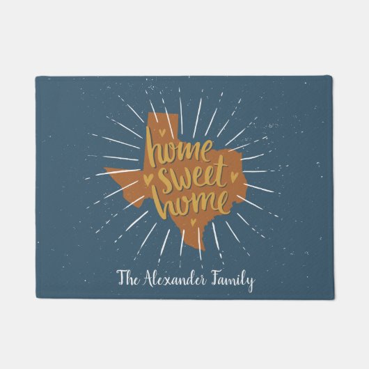 Blue Oranje Gold Home Sweet Home - Texas Deurmat (Voorkant)