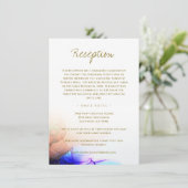 Blue Oranje Gold Wedding Informatiekaartje (Staand voorkant)