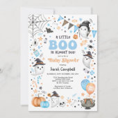Blue Oranje Halloween Ghost Boy Baby shower Kaart (Voorkant)