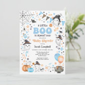 Blue Oranje Halloween Ghost Boy Baby shower Kaart (Staand voorkant)