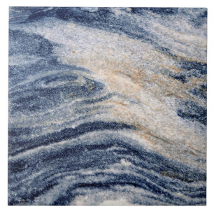 Blue Oranje Marble Swirl Rock Photo Ceramic Tile Tegeltje