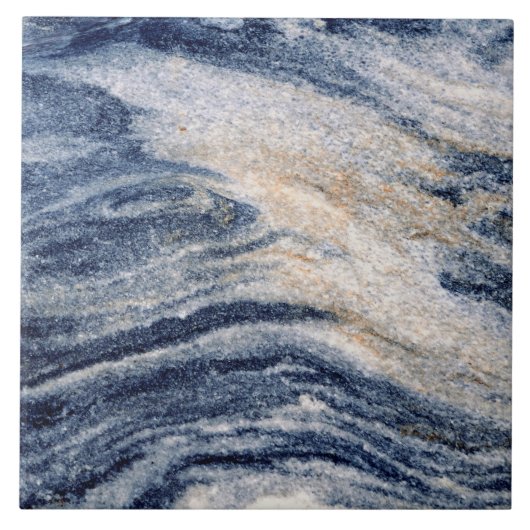 Blue Oranje Marble Swirl Rock Photo Ceramic Tile Tegeltje (Voorkant)