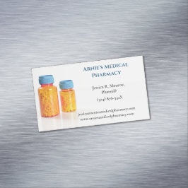 Blue Oranje Pill Bottles Apotheker Apotheek Magnetisch Visitekaartje