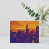 Blue Oranje Pop Art New York City Briefkaart (Staand voorkant)