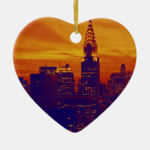 Blue Oranje Pop Art New York City Keramisch Ornament