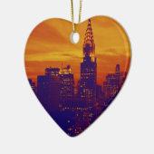 Blue Oranje Pop Art New York City Keramisch Ornament (Links)