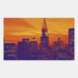Blue Oranje Pop Art New York City Rechthoekige Sticker