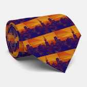 Blue Oranje Pop Art New York City Stropdas (Opgerold)