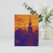 Blue Oranje Pop Art New York Script Briefkaart (Staand voorkant)