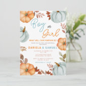 Blue Oranje Pumpkin Geslacht Reveal Kaart (Staand voorkant)