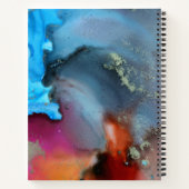 Blue Oranje Red Abstract Waves Monogram Notitieboek (Achterkant)
