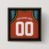  Blue Oranje Red Basketball Sports Vierkante Button 5,1 Cm (Voorkant)