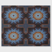 Blue Oranje Rustic Star Pattern No1 Cadeaupapier (Vlak)