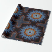 Blue Oranje Rustic Star Pattern No1 Cadeaupapier (Uitgerold)