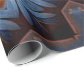 Blue Oranje Rustic Star Pattern No1 Cadeaupapier (Rol Hoek)