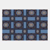 Blue Oranje Rustic Star Pattern No1 Inpakpapier Vel (Voorkant 3)