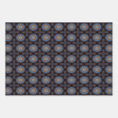 Blue Oranje Rustic Star Pattern No1 Inpakpapier Vel (Voorkant 2)