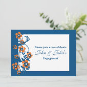 Blue oranje verloving Day CUSTOM Kaart (Staand voorkant)