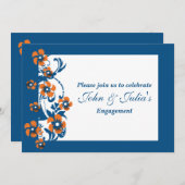 Blue oranje verloving Day CUSTOM Kaart (Voorkant / Achterkant)