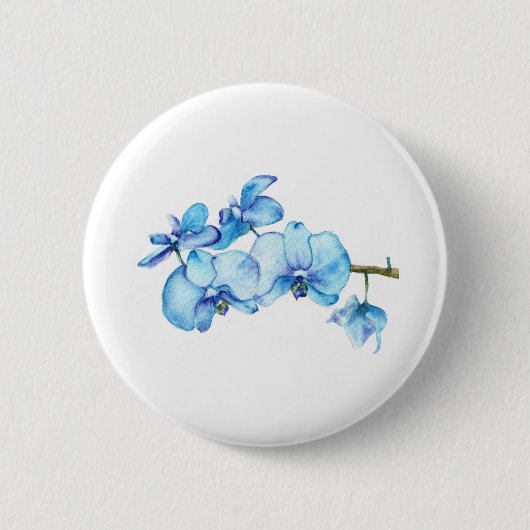 Blue Orchid Botanical Art Ronde Button 5,7 Cm (Voorkant)