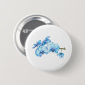 Blue Orchid Botanical Art Ronde Button 5,7 Cm (Voorkant /achterkant)