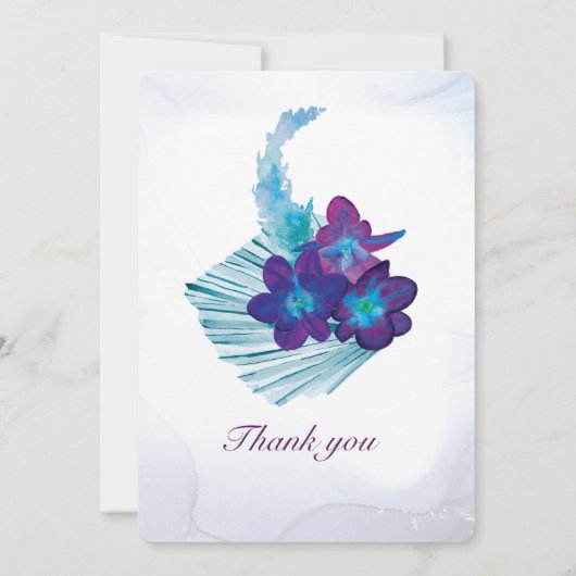 Blue Orchid en Calla Lily bruiloft Kaart (Achterkant)