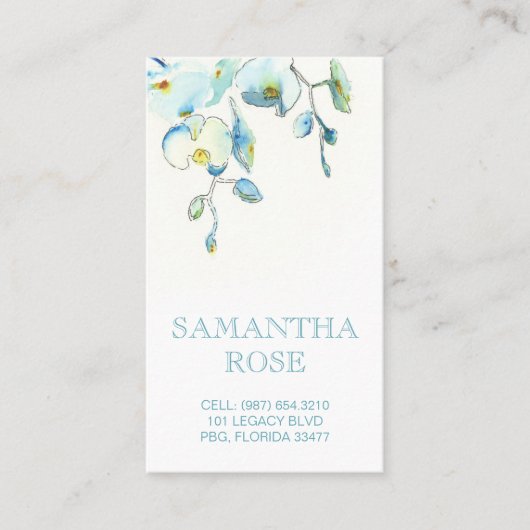 Blue Orchid Flower Coastal mammie Card Visitekaartje (Voorkant)