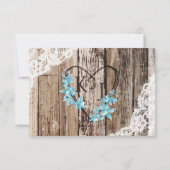 Blue Orchid Flowers Wood Lace Rustic RSVP Card (Achterkant)