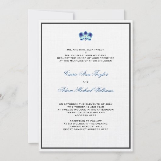 Blue Orchid Invitation Kaart (Voorkant)