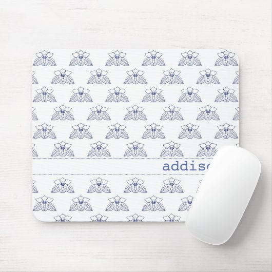 Blue Orchid Pattern Muismat (Met muis)